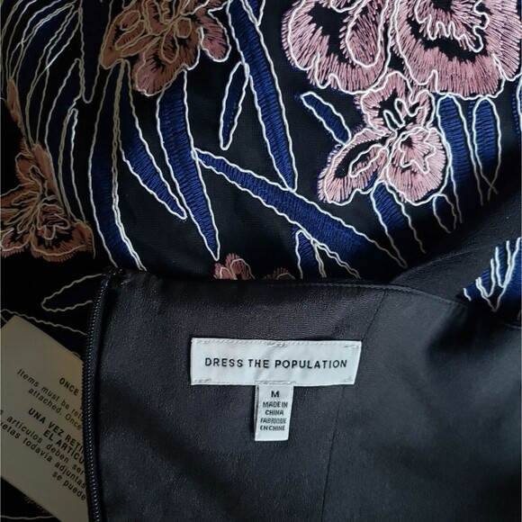 Dress The Population Saige Tie Shoulder Floral Embroidered Lace Strappy Dress - Picture 9 of 12